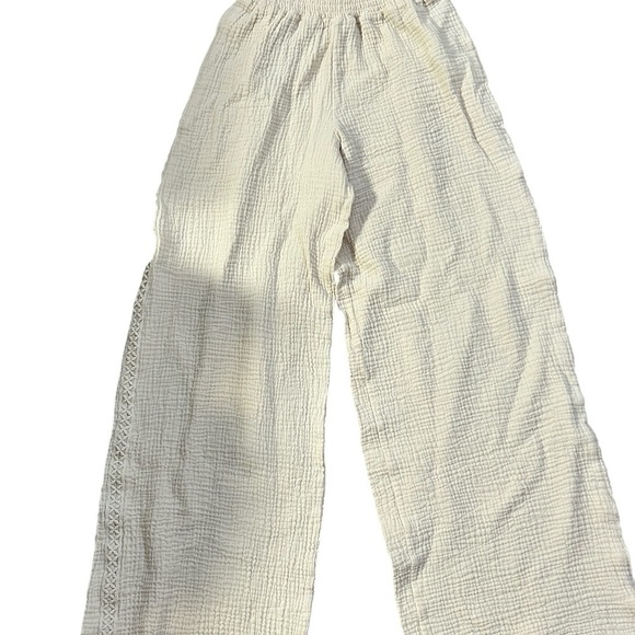 Anthropologie bishop + young Cream Seersucker Casual Pants - Picture 2 of 6